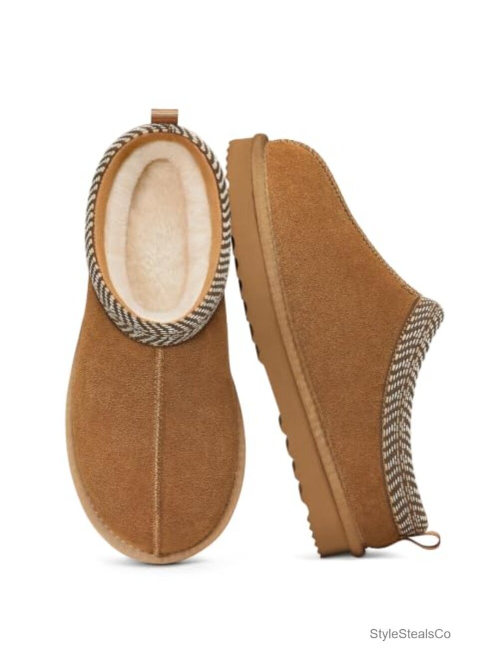 Genuine Suede Memory Foam Slippers Fuzzy Faux Fur Lined House Shoes